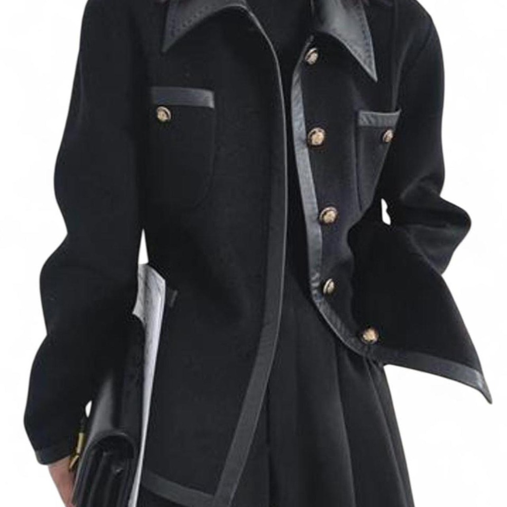 Oshoplive Suede Urban Split Joint Lapel Collar Black Jacket Sexy Tailored Coat